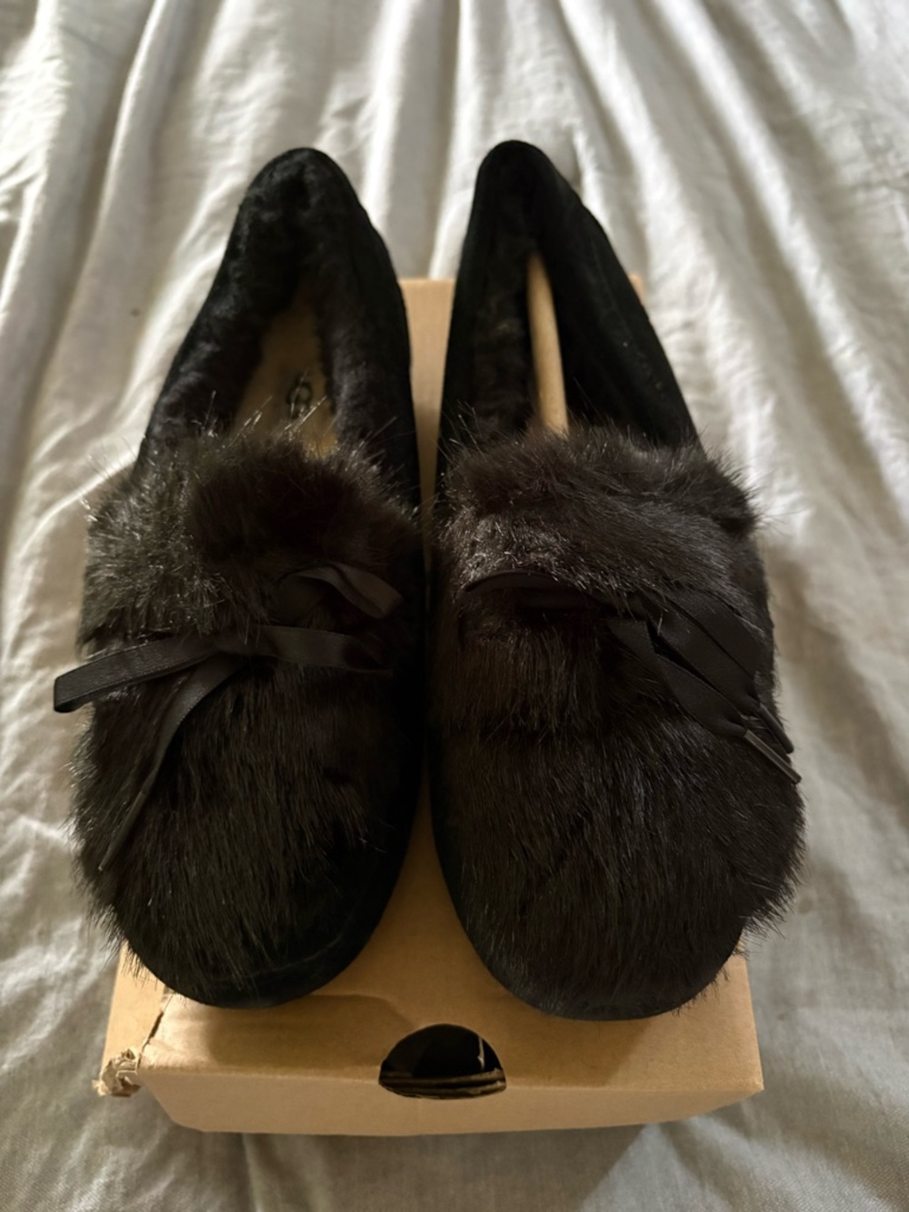 Ugg Faux Fur Black Women’s Slip-On Loafers
